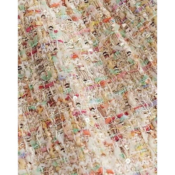 Tweed High Waisted Shorts Cream Women's 10 Chanel Inspired Parisian Vacation NWT - Picture 2 of 16